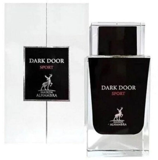 Maison Alhambra Dark Door Sport 3.4oz EDP for men – fresh, energetic fragrance in a sleek bottle