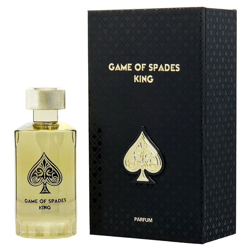 Jo Milano Game of Spades King 3.4 EDP – Bold men’s fragrance with spicy woods, oud, and amber. Powerful, luxurious, long-lasting.