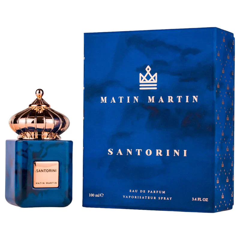 Matin Martin Santorini 3.4 EDP for Men – Fresh aquatic fragrance with citrus and woody notes. Elegant, long-lasting scent.