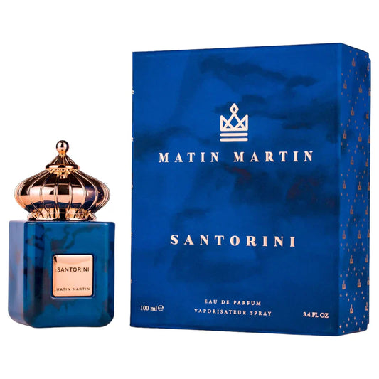 Matin Martin Santorini 3.4 EDP for Men – Fresh aquatic fragrance with citrus and woody notes. Elegant, long-lasting scent.