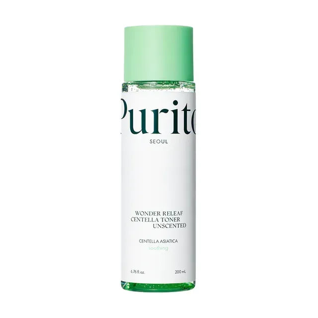Purito Seoul Wonder Releaf Toner Unscented 200ml fragrance-free calming hydrating toner with Centella Asiatica and Panthenol