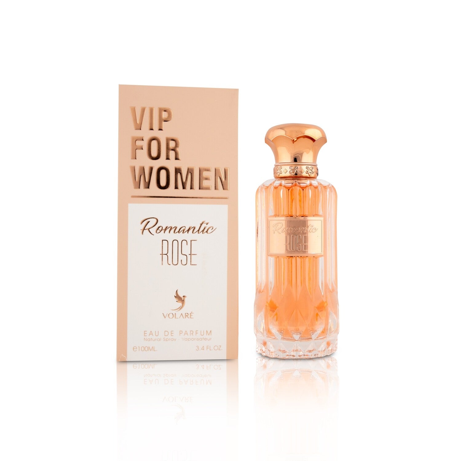 Volaré Romantic Rose VIP 3.4 EDP L – elegant women’s perfume in a chic bottle, long lasting Eau de Parfum with romantic floral rose notes.