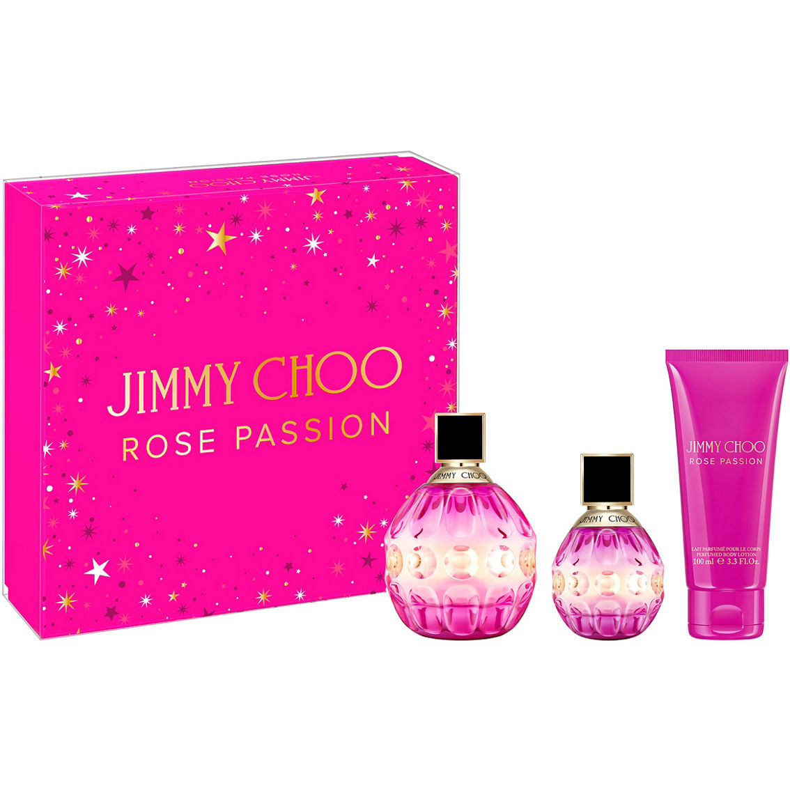 Jimmy Choo Rose Passion 3pc Gift Set 3.3oz EDP for women – floral, sensual fragrance with elegant packaging
