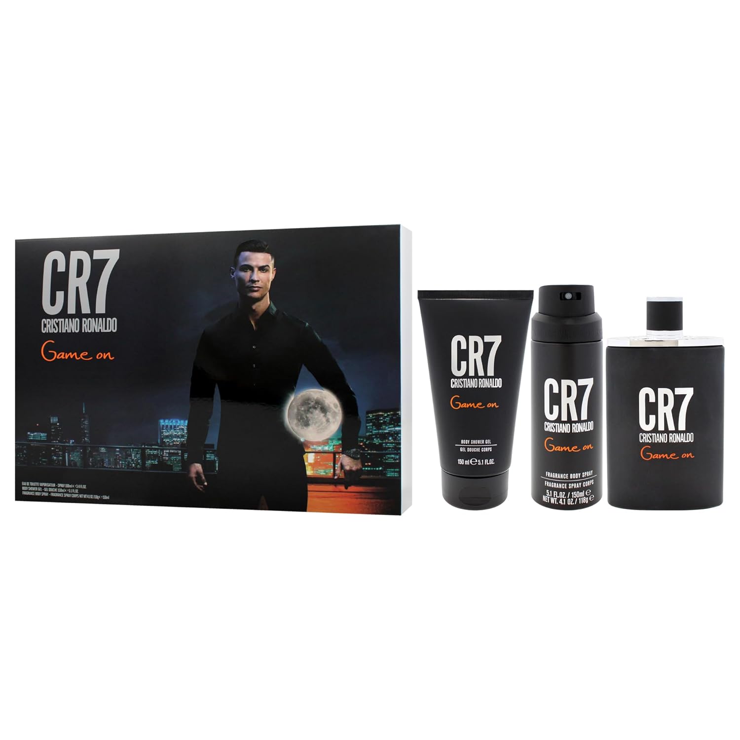 Cristiano Ronaldo CR7 Game On 3pc Set 3.4oz EDT for men – energizing, dynamic fragrance