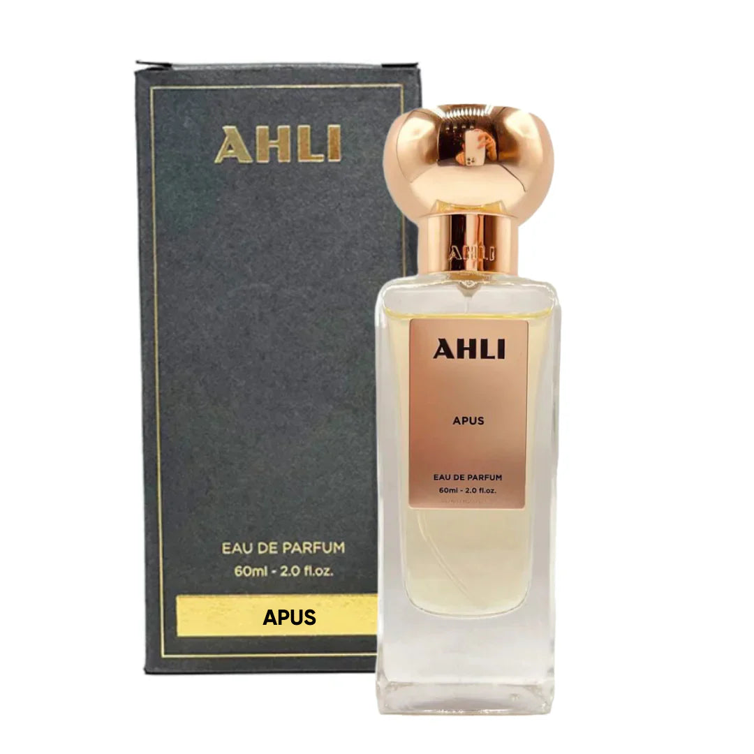 Ahli Apus 2.0 EDP U – elegant unisex perfume in a sleek bottle, long-lasting Eau de Parfum with woody amber and floral notes.