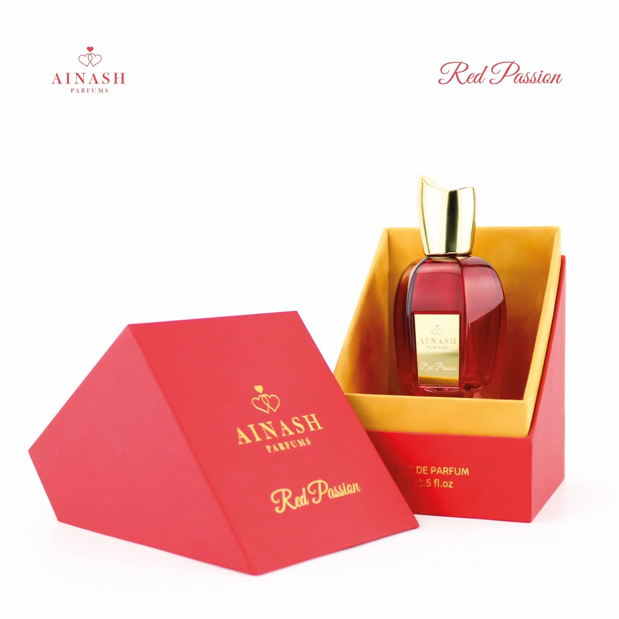 Ainash Parfums Red Passion 2.5 EDP for Women – vibrant sweet floral fragrance in a bold red bottle, long-lasting elegant women’s perfume.