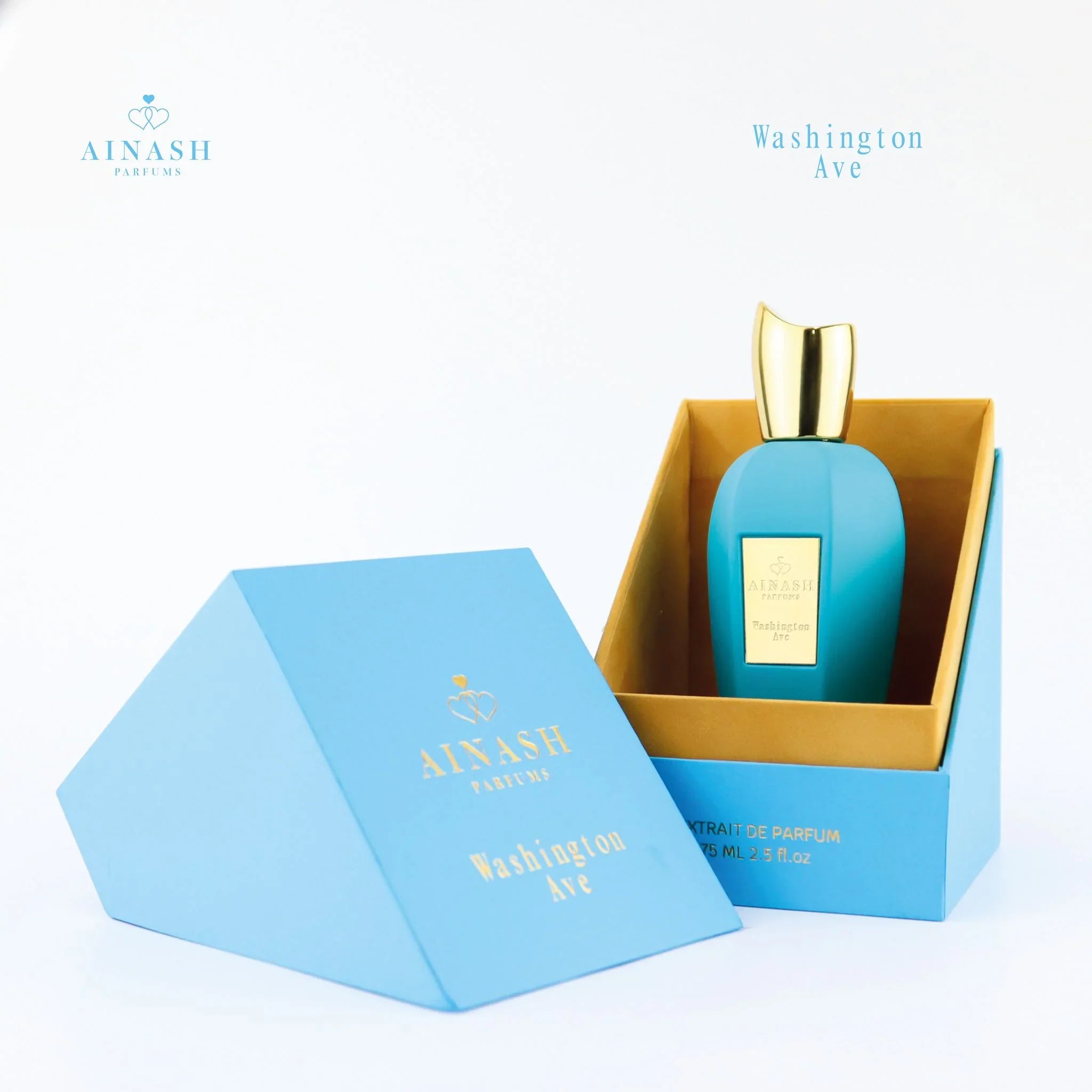 Ainash Parfums Washington Ave 2.5 EDP U – elegant unisex perfume in a sleek bottle, long lasting Eau de Parfum with woody floral notes.