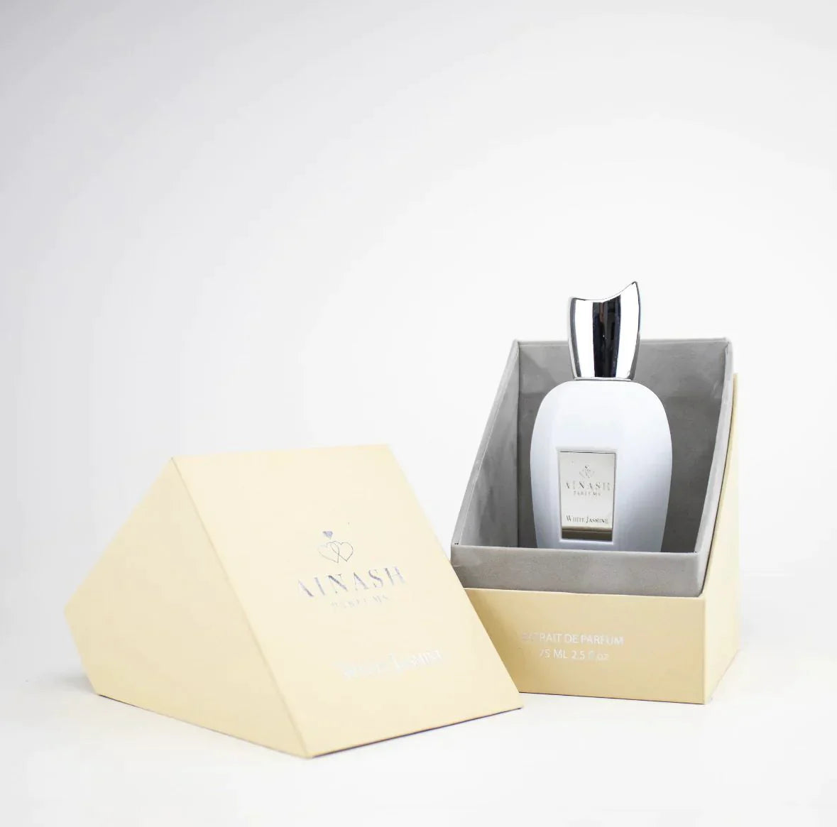 Ainash Parfums White Jasmine 3.4 EDP U – unisex perfume in a classic bottle, long lasting Eau de Parfum with soft white floral jasmine notes.