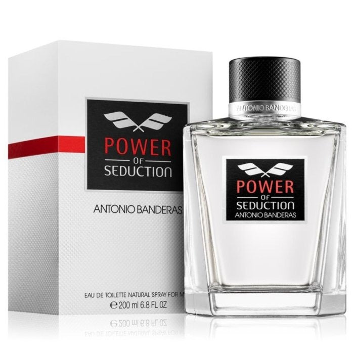 Antonio Banderas Power of Seduction perfume bottle and packaging on a white background