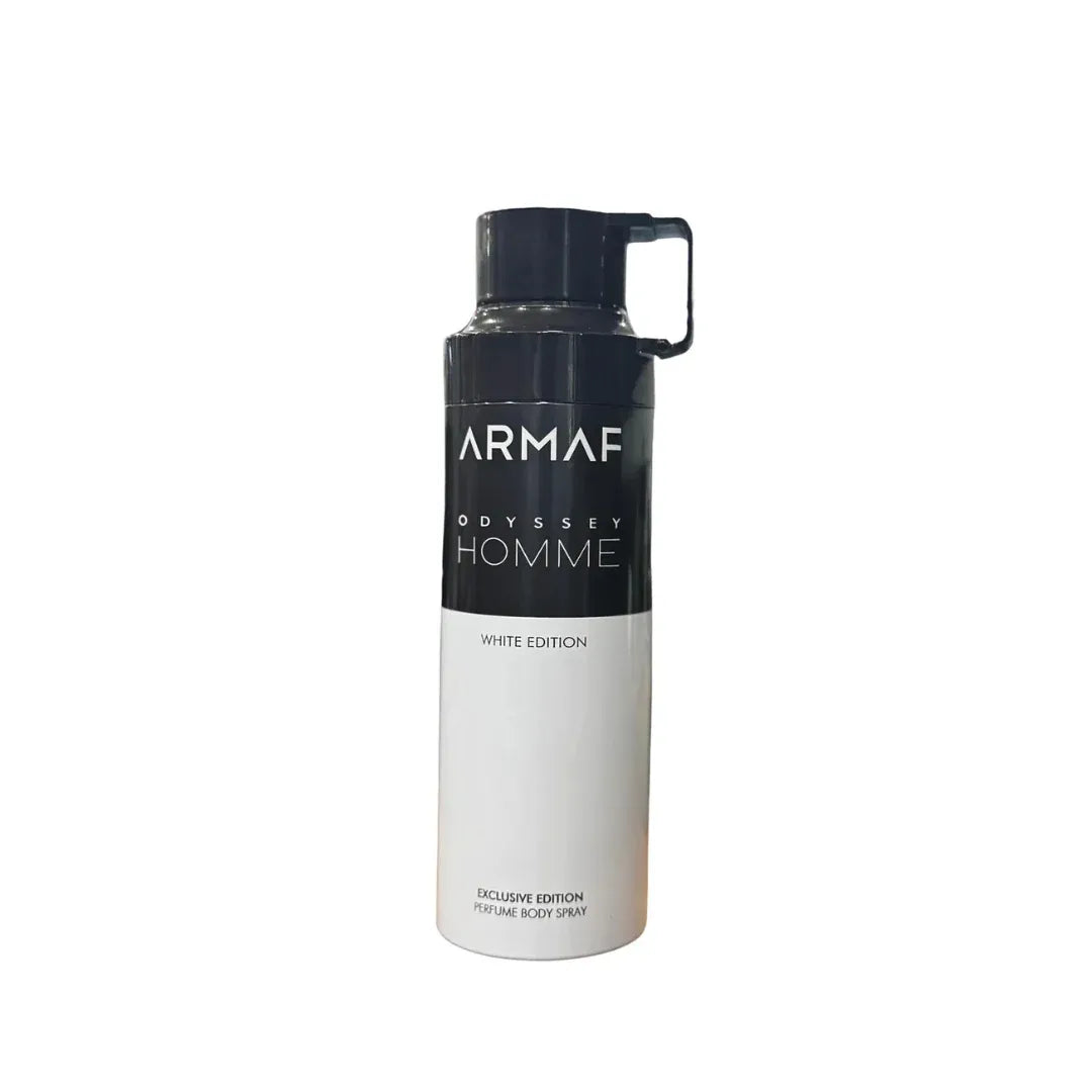 Armaf Odyssey Homme White body spray 6.8 oz for men, fresh clean fragrance with aromatic and soft woody notes