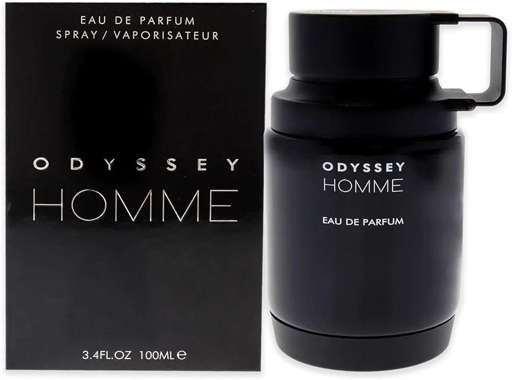 Odyssey Homme Eau de Parfum spray bottle and packaging on a white background