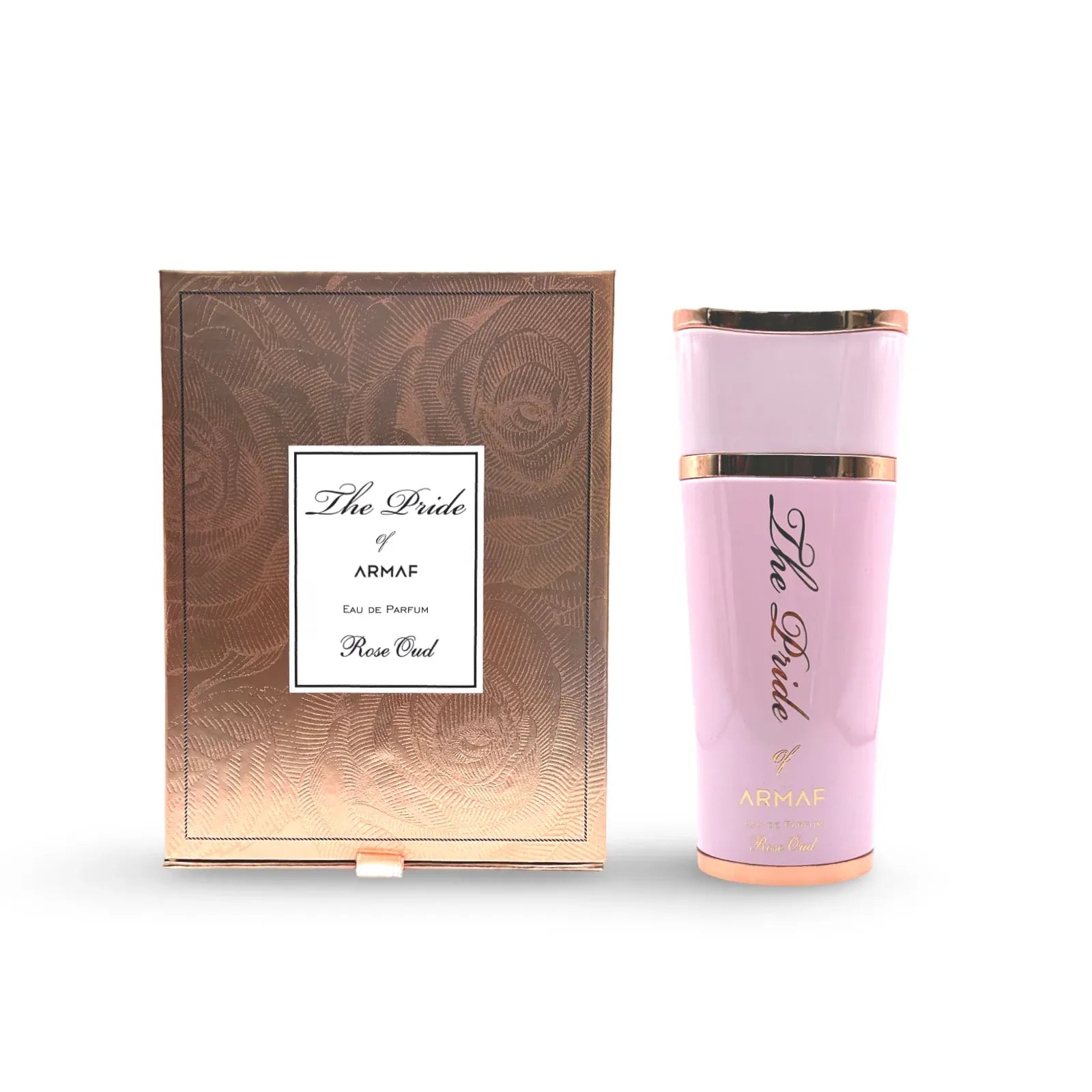 Armaf Pride Rose Oud 3.4 oz Eau de Parfum for women, elegant rose oud fragrance with floral, woody, and musky notes