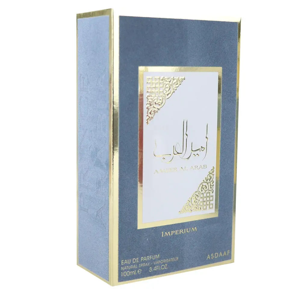 Asdaaf Ameer Al Arab Imperium 3.4 oz Eau de Parfum for men, bold spicy woody fragrance with amber and musky notes