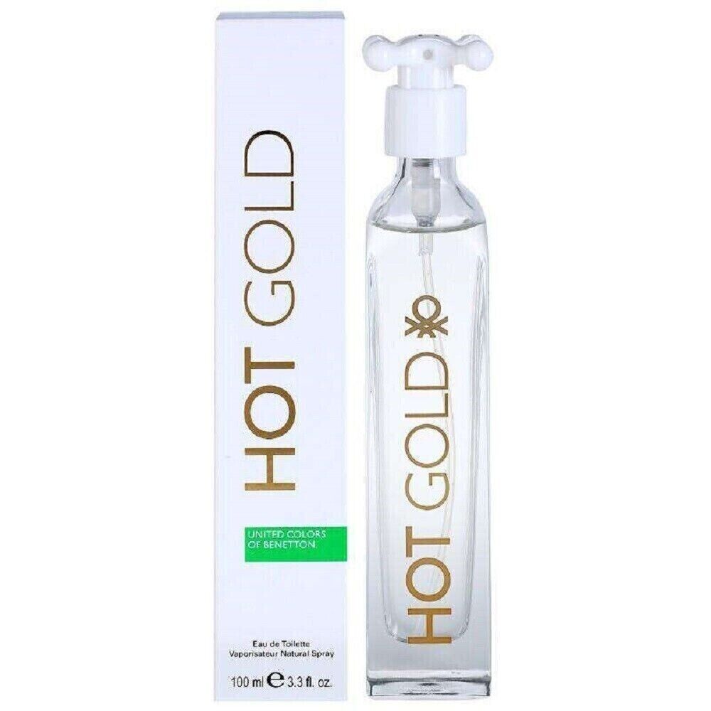 Benetton Hot Gold 3.4 EDT L – vibrant women’s perfume in a stylish bottle, long lasting Eau de Toilette with fruity floral oriental notes.