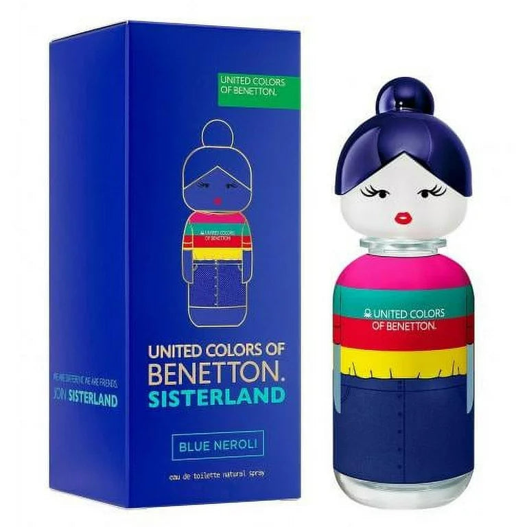 Benetton Sisterland Blue Neroli 2.7 EDT for Women – fresh citrus floral fragrance in a cute blue bottle, light long-lasting perfume.