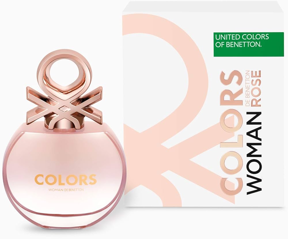 Benetton Colors Women Rose perfume bottle and packaging on a white background