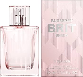 Burberry Brit Sheer perfume bottle and packaging on a light pink background