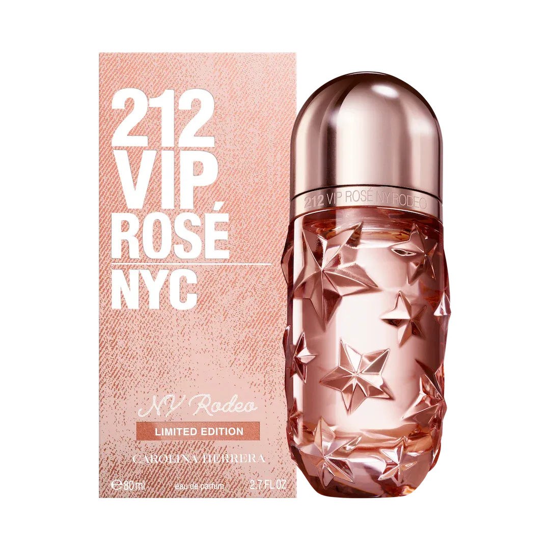 Carolina Herrera 212 VIP Rose NY Rodeo 2.7 oz Eau de Parfum for women, chic radiant fragrance with rosy florals, warm woods, and musk