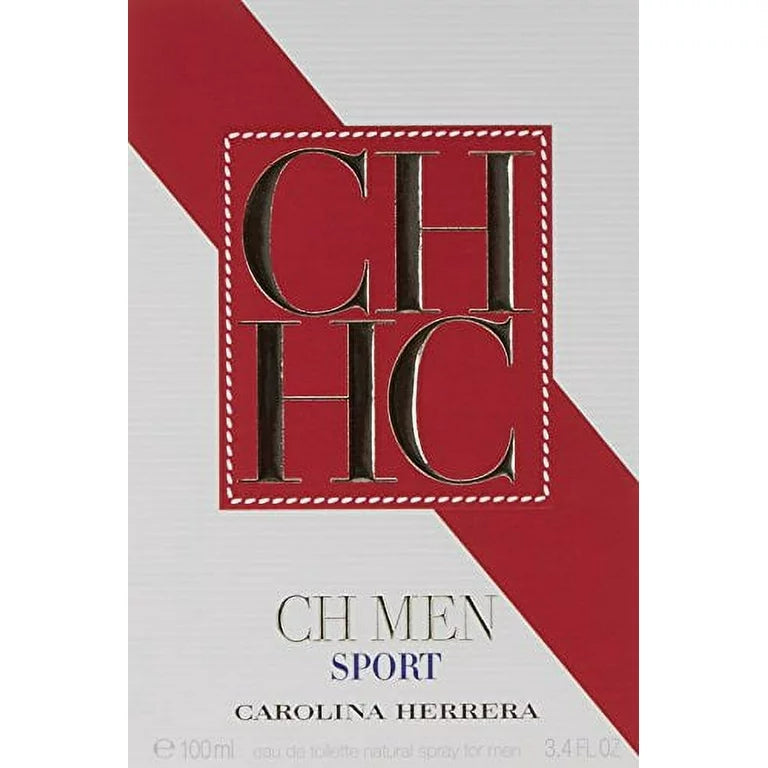 Carolina Herrera CH Men Sport perfume packaging with red and white design.