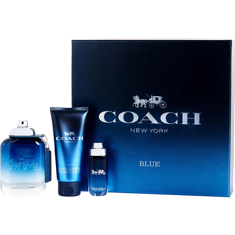 Coach Blue men’s fragrance gift set with travel spray and shower gel fresh aquatic scent