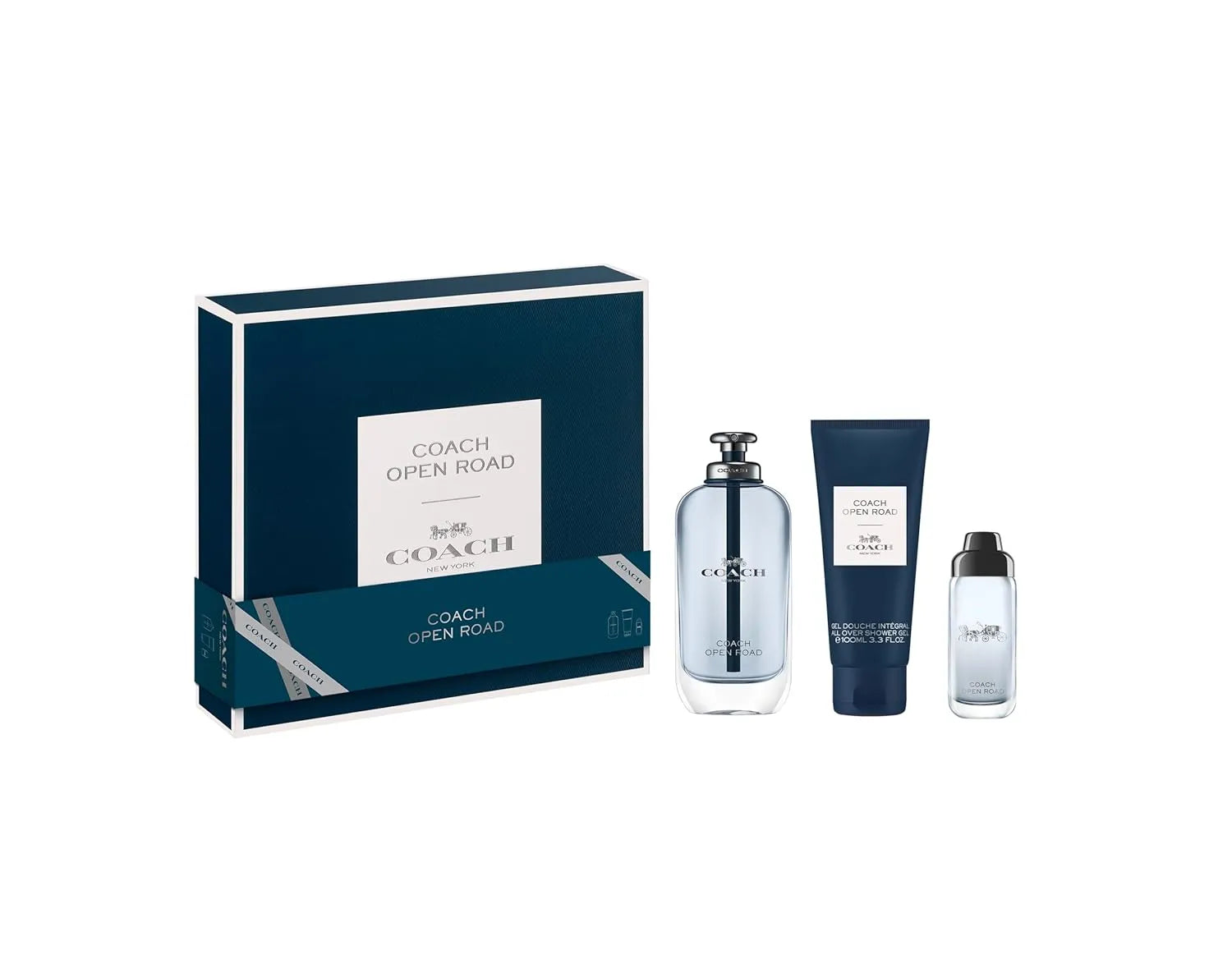 Coach Open Road men’s cologne set 3 piece with travel spray and shower gel fresh fragrance