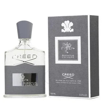 Creed Aventus Cologne bottle and packaging on a white background