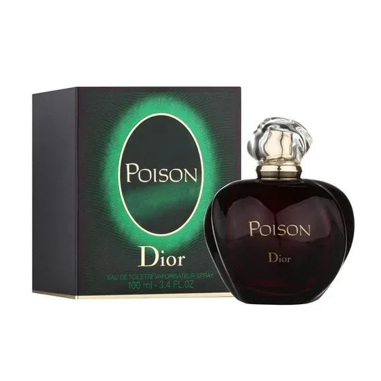 Dior Poison perfume bottle and packaging on a white background