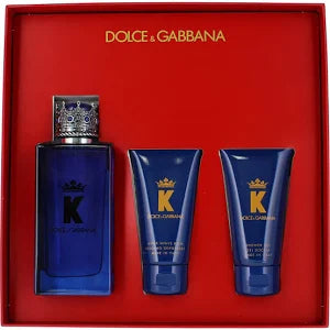 Dolce & Gabbana Set King 3pc 3.4 oz Eau de Parfum for men, bold regal fragrance with fresh spice, woody amber, and musky notes
