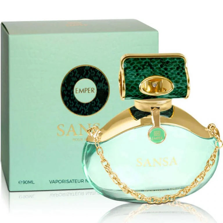 Emper Sansa 3.4 EDP L – elegant women’s perfume in a stylish bottle, long lasting Eau de Parfum with floral fruity feminine notes.