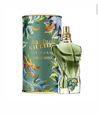 Jean Paul Gaultier Le Beau Paradise Garden 4.2 oz Eau de Parfum for men, tropical fresh scent with juicy fruit, creamy woods, and musky base
