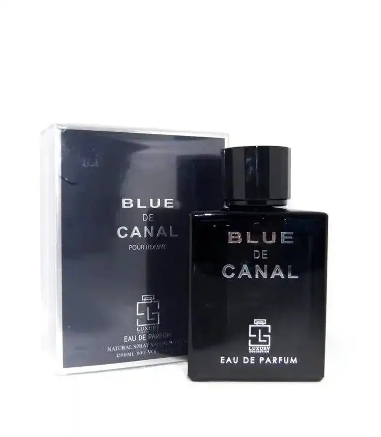 Khalis Blue Canal 3.4 oz Eau de Parfum for Men – A fresh, aquatic scent with citrus, amber, and musk, perfect for daily elegance.


