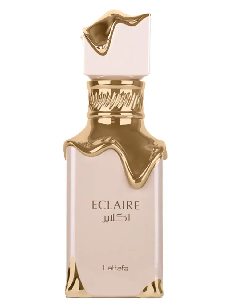 Lattafa Eclaire 3.4 oz Eau de Parfum for women, sweet creamy gourmand fragrance in elegant feminine bottle