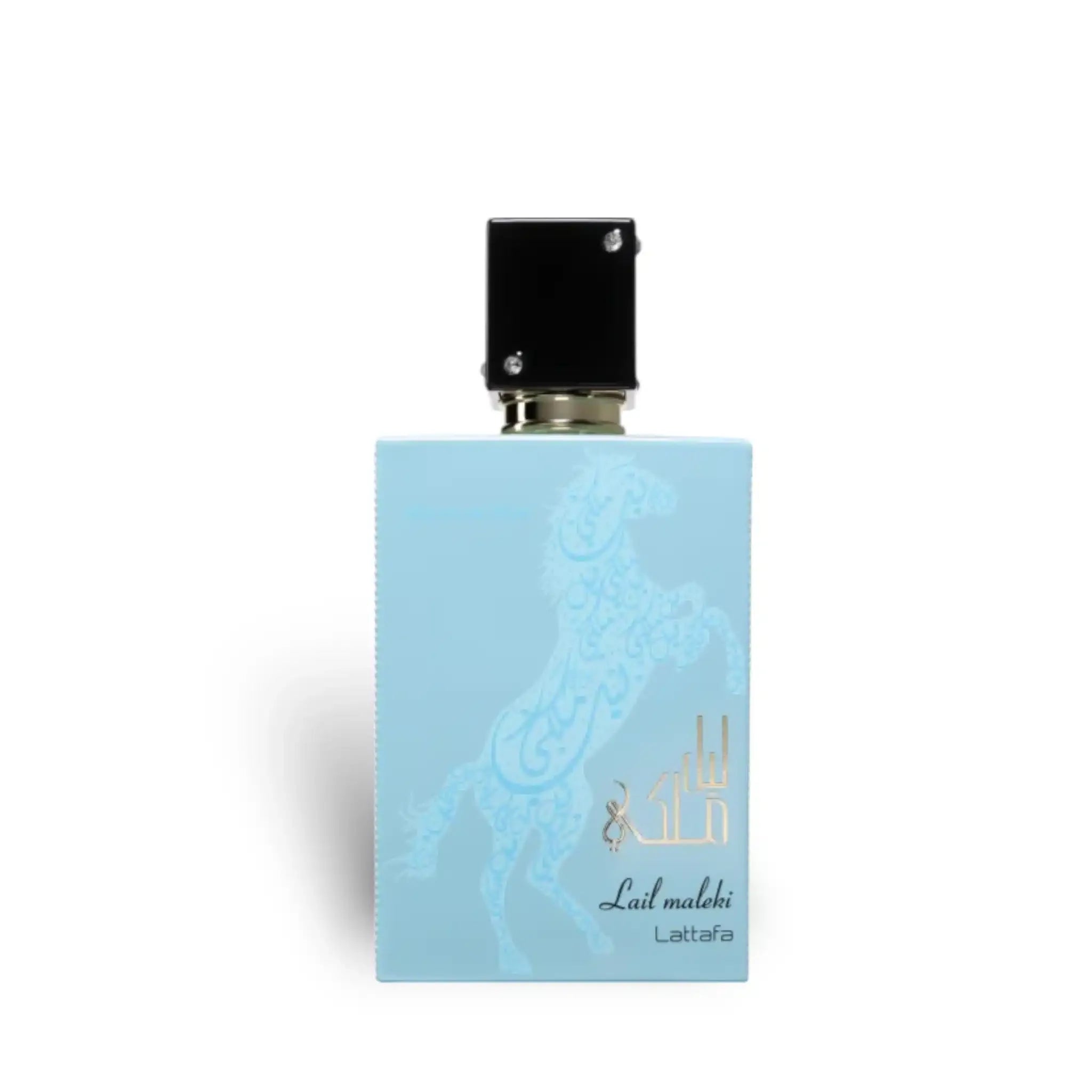Lattafa Lail Maleki Moroccan Blue 3.4 oz Eau de Parfum unisex with amber woody notes