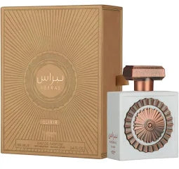 Lattafa Nebras Elixir 3.4 oz Eau de Parfum unisex bottle, rich gourmand fragrance with sweet creamy and musky notes