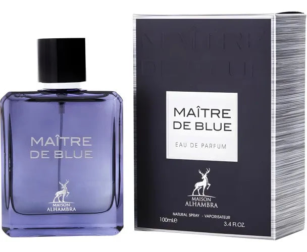 Maison Alhambra Maître De Blue 3.4 oz Eau de Parfum for men with fresh aromatic woody notes