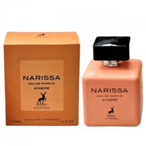 Narissa Ambre perfume bottle and packaging on a white background