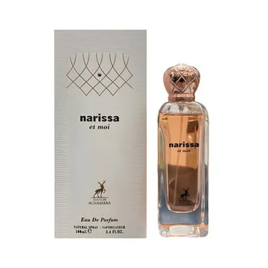 Maison Alhambra Narissa et Moi 3.4 oz Eau de Parfum for women, soft musky floral fragrance with warm creamy notes