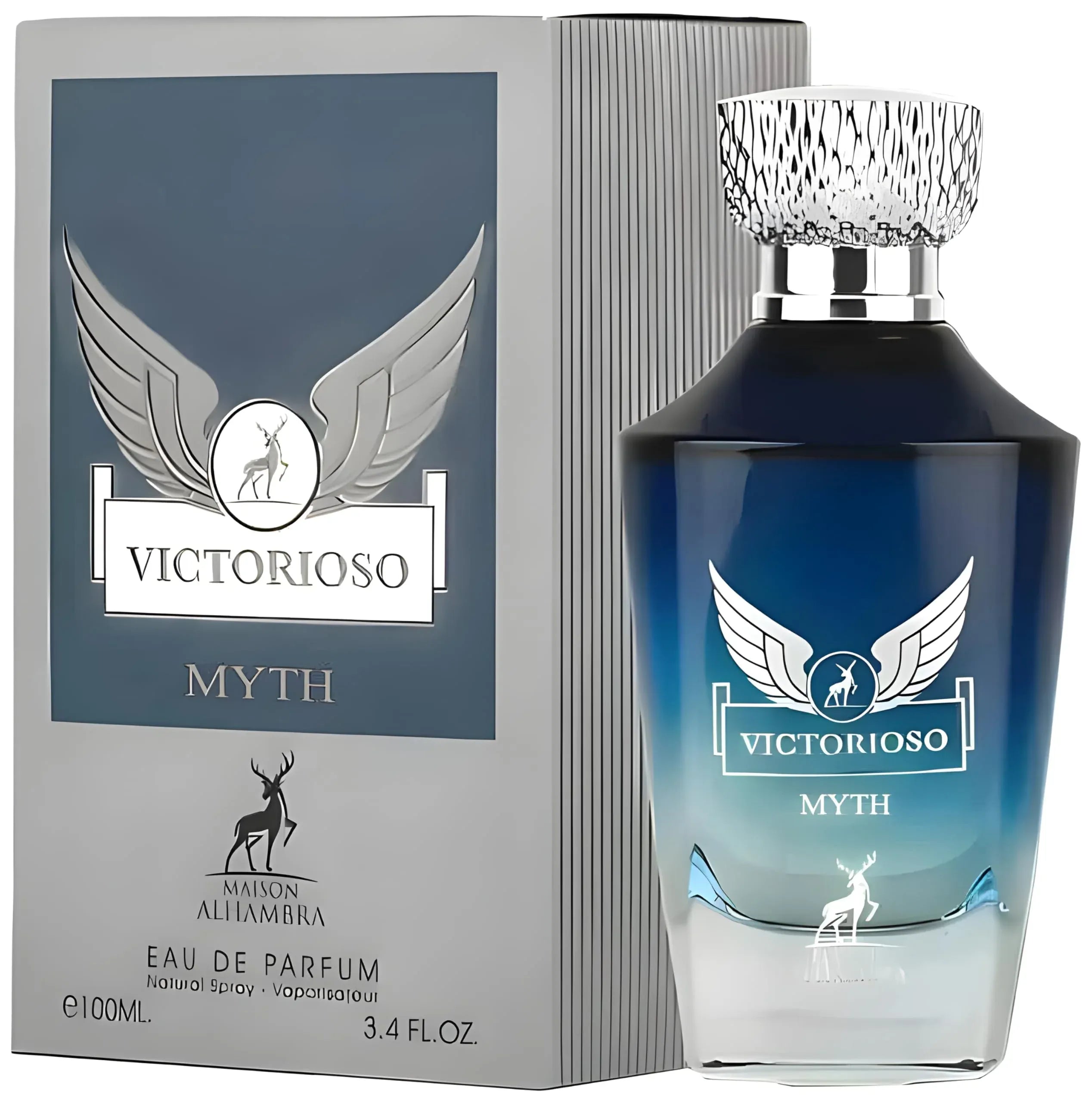 Maison Alhambra Victorioso 3.4 oz Eau de Parfum for men, fresh aromatic fragrance with woody and musky notes