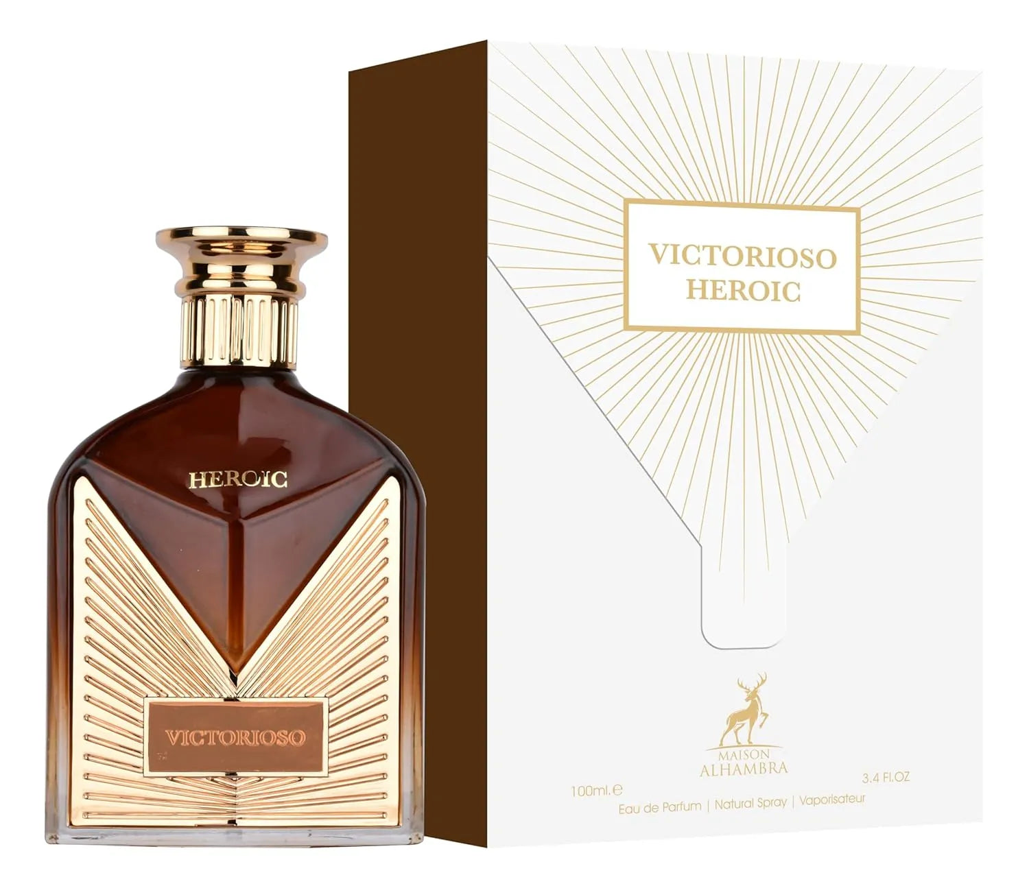 Maison Alhambra Victorioso Heroic 3.4 oz Eau de Parfum for men, bold fresh aromatic fragrance with woody musky notes