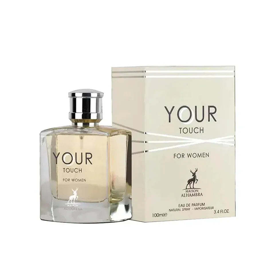 Maison Alhambra Your Touch 3.4 oz Eau de Parfum for women, soft sweet fragrance with creamy warmth and musky notes