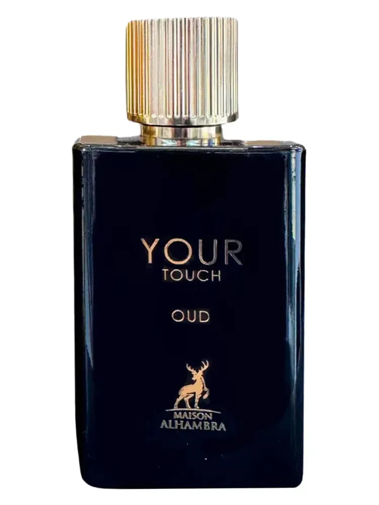 Maison Alhambra Your Touch Oud 3.4 oz Eau de Parfum for men, bold woody oud fragrance in sleek masculine bottle