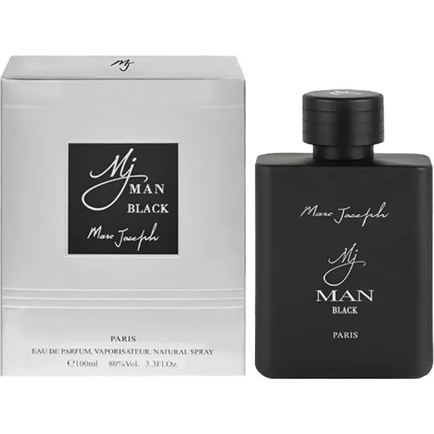 Marc Joseph Man Black 3.3 oz Eau de Parfum for men, bold masculine fragrance with fresh, spicy, woody, and musky notes