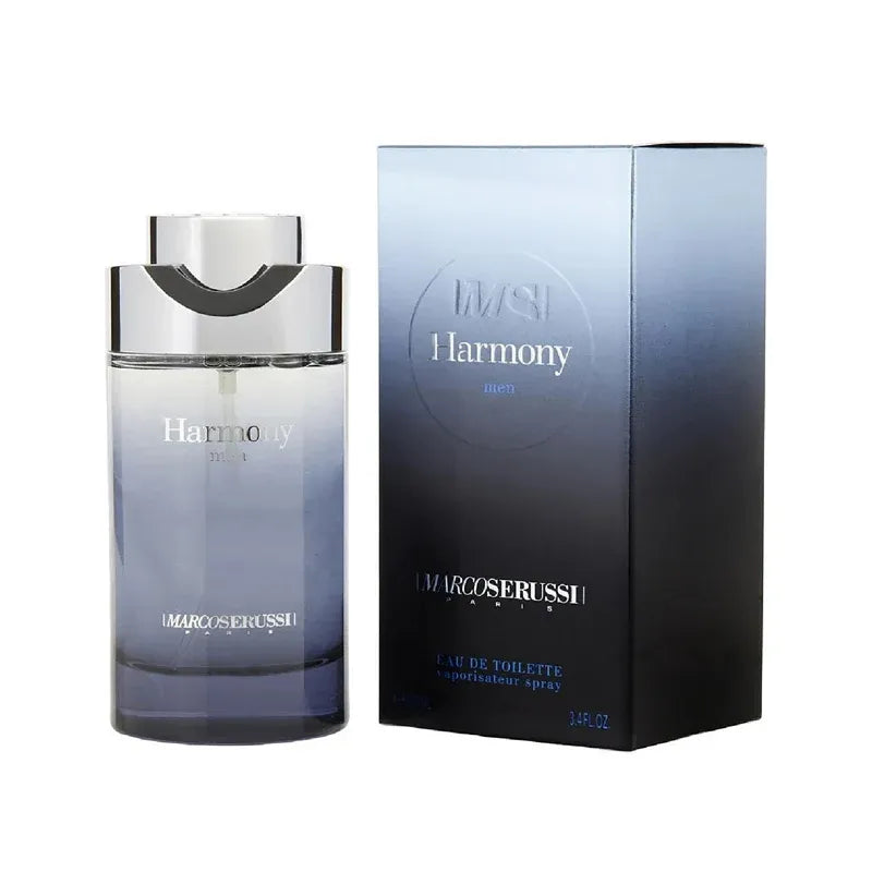 Marco Serussi Harmony perfume bottle and packaging on a white background