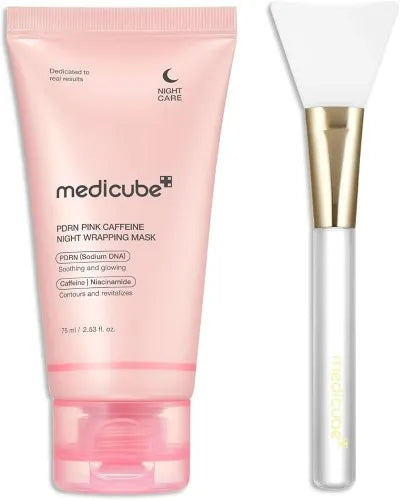 Medicube PDRN Pink Caffeine Night Wrapping Mask with brush