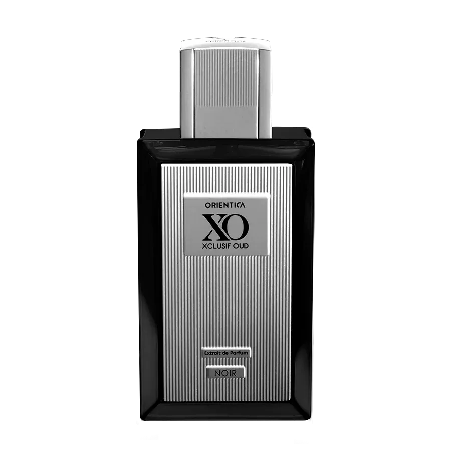 Orientica XO Xxclusif Oud Noir 4.0 oz Eau de Parfum unisex bottle, intense oud fragrance with rich woody, amber, and musky notes