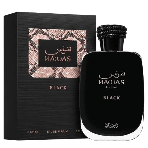 Rasasi Hawas Black men’s perfume intense woody fragrance