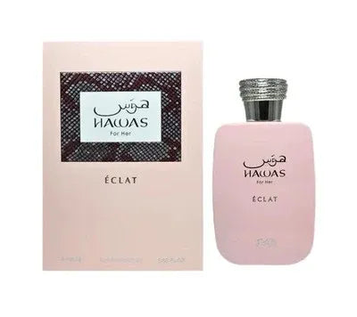 Rasasi Hawas For Her Eclat 3.38 oz Eau de Parfum for women, fresh radiant fragrance with fruity, floral, woody, and musky notes