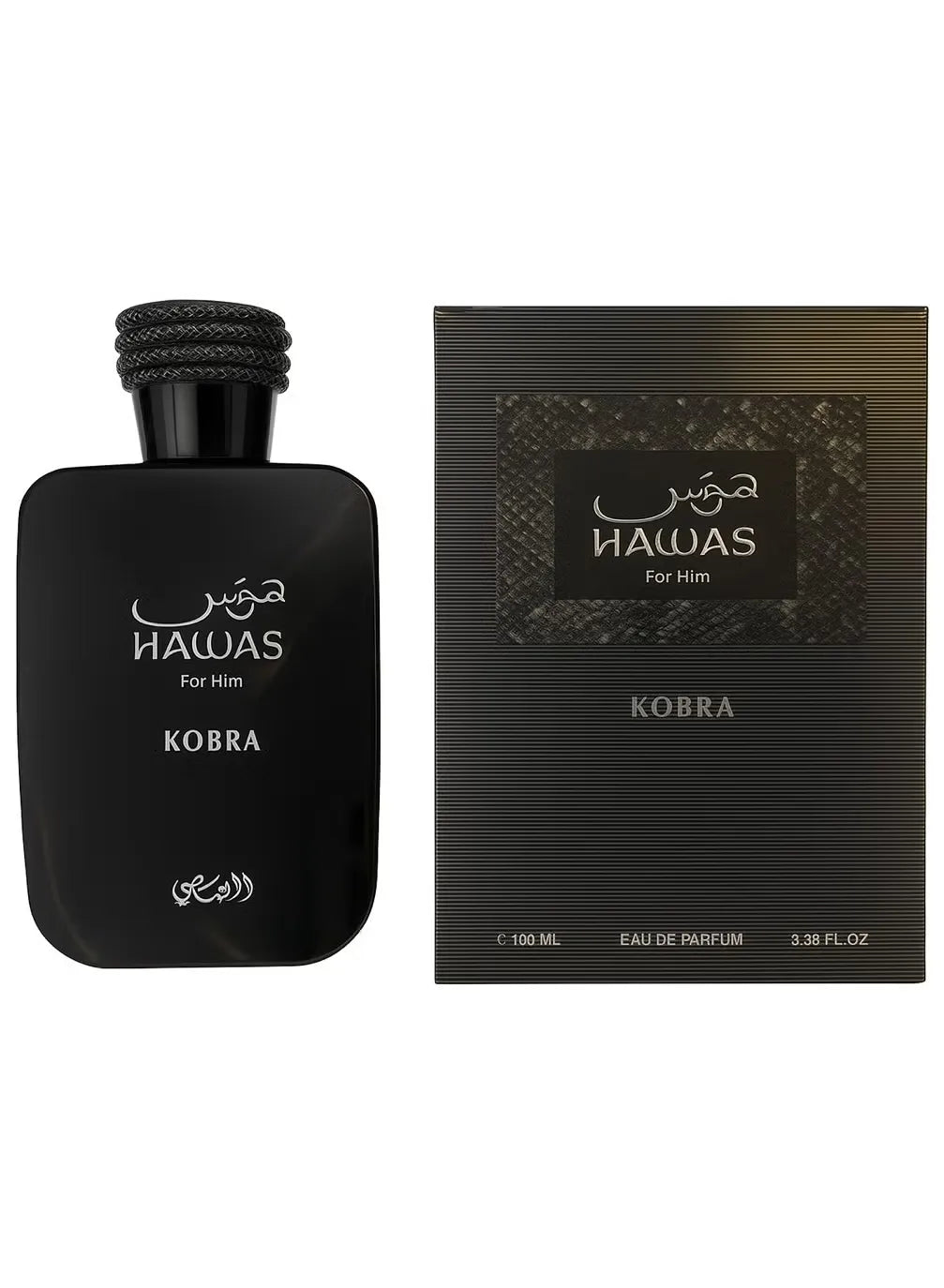 Rasasi Hawas Kobra 3.4 oz Eau de Parfum for men, bold fresh spicy fragrance with aromatic and woody musky notes