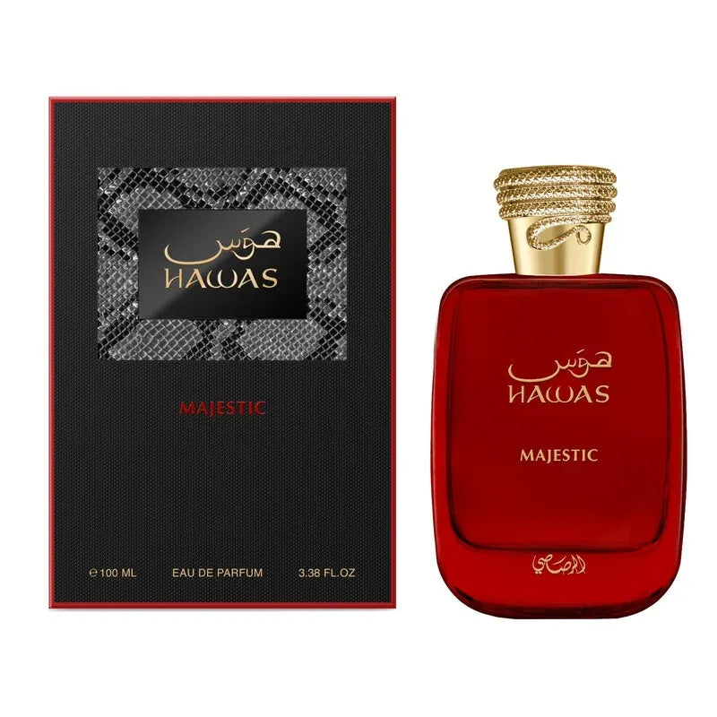 Rasasi Hawas Majestic 3.4 EDP unisex perfume bottle with bold aquatic citrus and amber musk scent