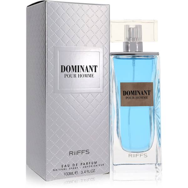 Riiffs Parfums Dominant 3.4 EDP for Men – elegant fresh and woody fragrance in a sleek blue bottle.